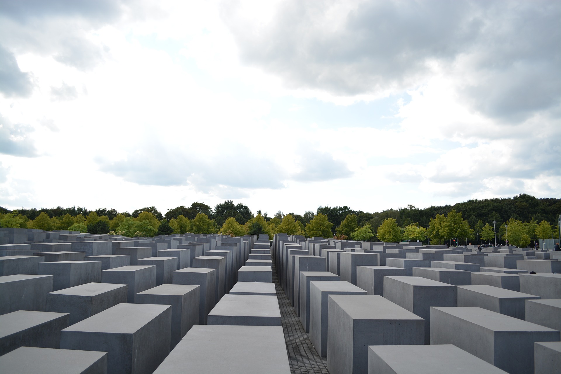 View over the top of the Holocaust memorial in Berlin